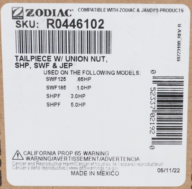 Jandy Stealth and WaterFall (SHPF/SHPM) Pump Tailpiece Union, Nut, & O - Ring 2.5"x3" R0446102 - Pump Parts - img - 5