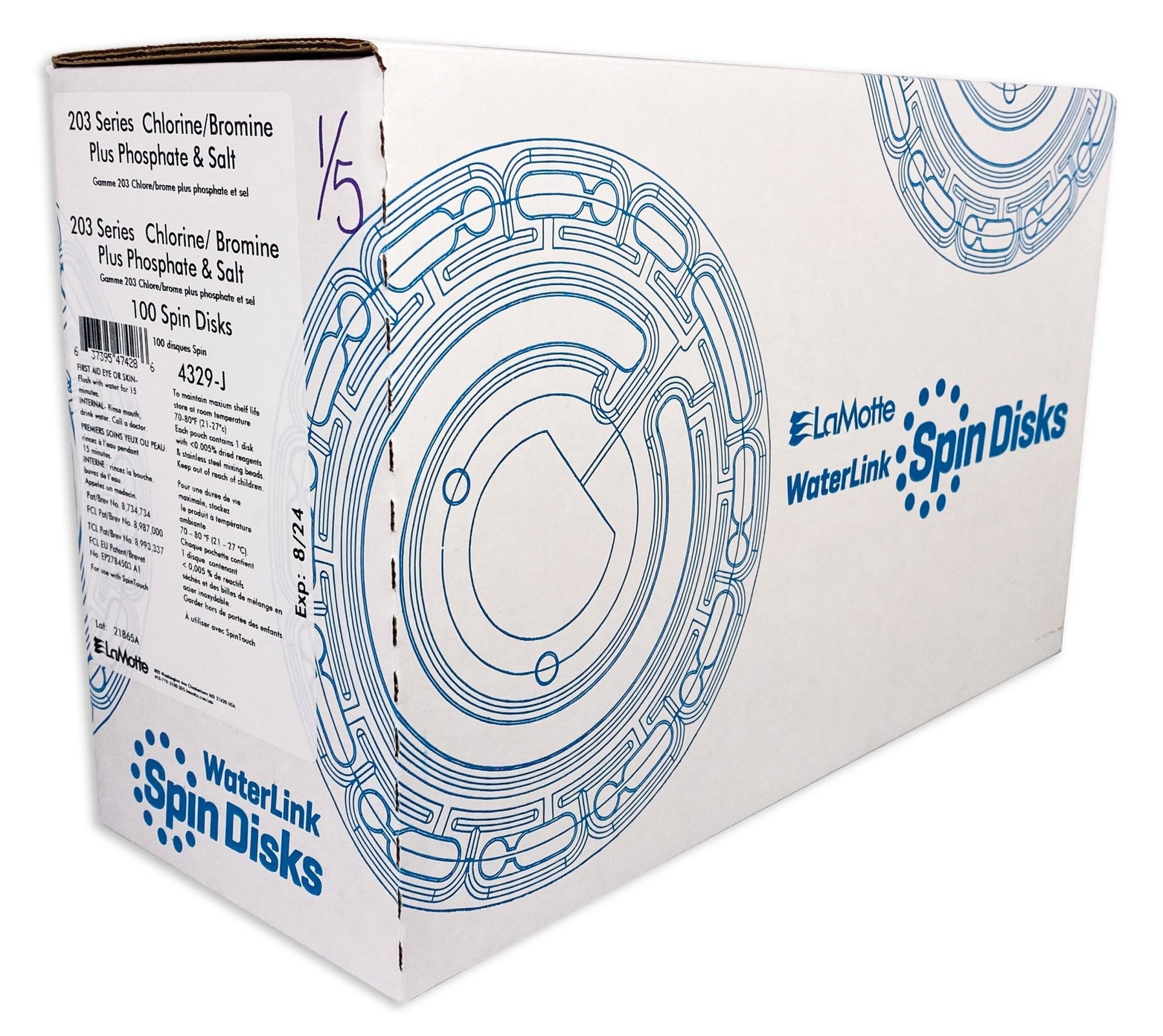 LaMotteWaterLink SpinDisk Chlorine/Bromine Plus Phosphate & Salt Cartridge 100 Pack 4329-J - Chemical Testing - img-1