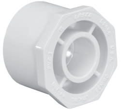 Lasco Reducing Bushing, 3/4 x 1/2" Spigot x Slip White PVC Schedule 40 | 437 - 101 - Plumbing - img - 1