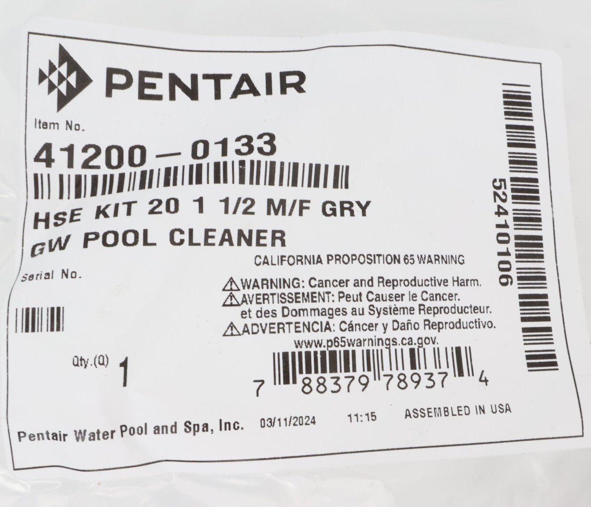 Pentair 1.5" Male - Female Hose Kit for Great White Cleaner 20 - Pack 41200 - 0133 - Cleaner Parts - img - 4