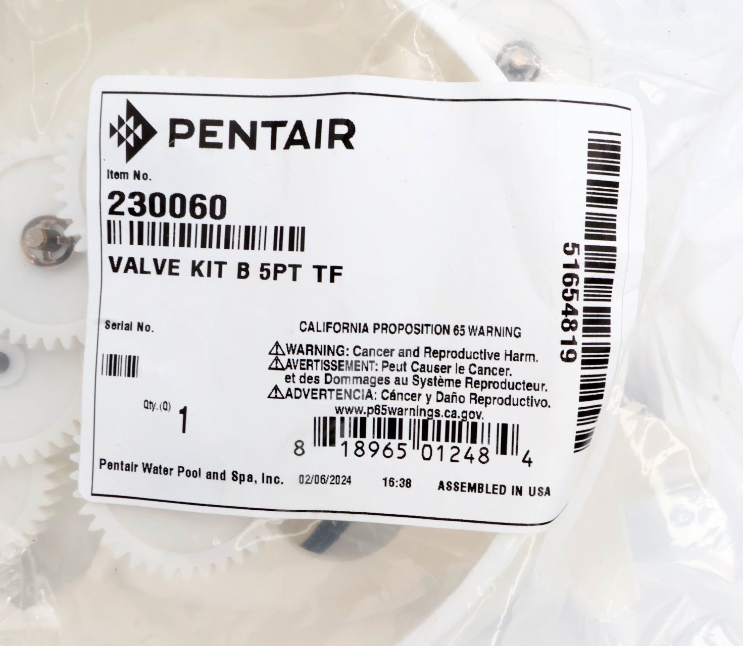 Pentair 5-Port Top Feed Ball Valve Repair Kit 230060 522917 - In Floor Cleaning System Valve Parts - img-5