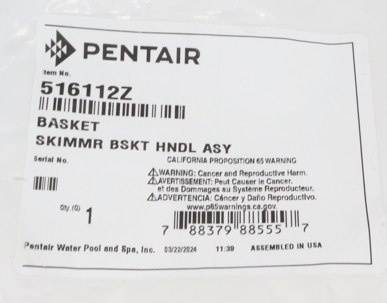 Pentair Bermuda Gunite Skimmer Basket & Handle Replacement 516112Z - Skimmer - img - 3