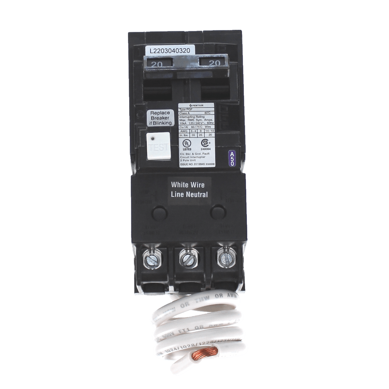 Pentair GFCI Circuit Breakers, 2 - pole, 20 amp | PA220GF - Pool Automation - img - 1