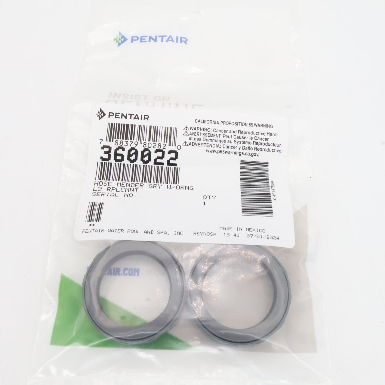 Pentair Gray Feed Hose Mender w/ O - Ring for Kreepy Krauly Legend II 360022 - Cleaner Parts - img - 4