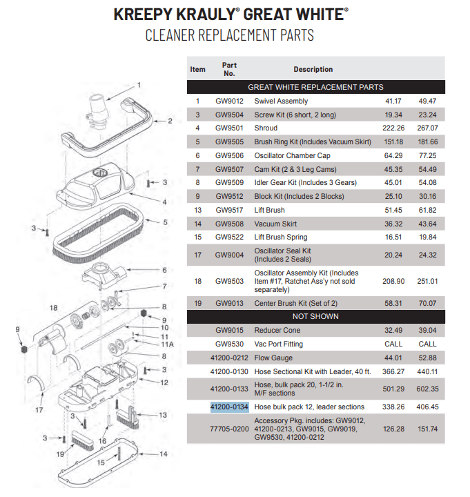 Pentair Great White Gray Hose Kit 12-Pack 41200-0134 - Cleaner Parts - img-1
