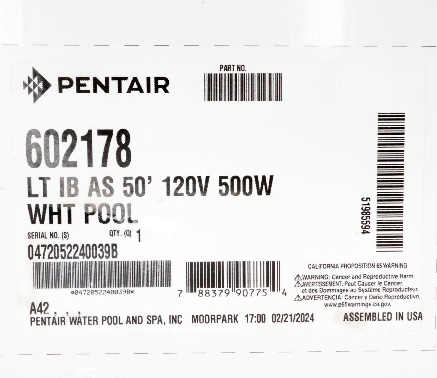 Pentair Intellibrite Architectural Color LED Light 50' 120V 500W Equivalent 602178 - Pool Lights - img-6