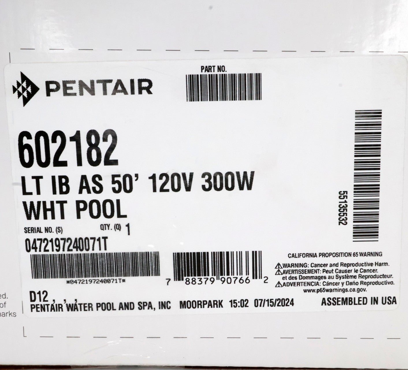 Pentair Intellibrite Architectural Series 300W White Pool Light 50' 120V 602182 - Pool Lights - img - 6