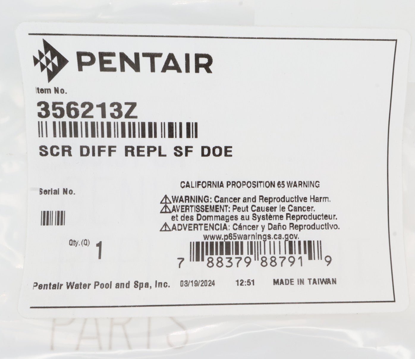 Pentair Intelliflo3 Diffuser Screw 3 - Pack 356213Z - Pool Pump Parts - img - 4