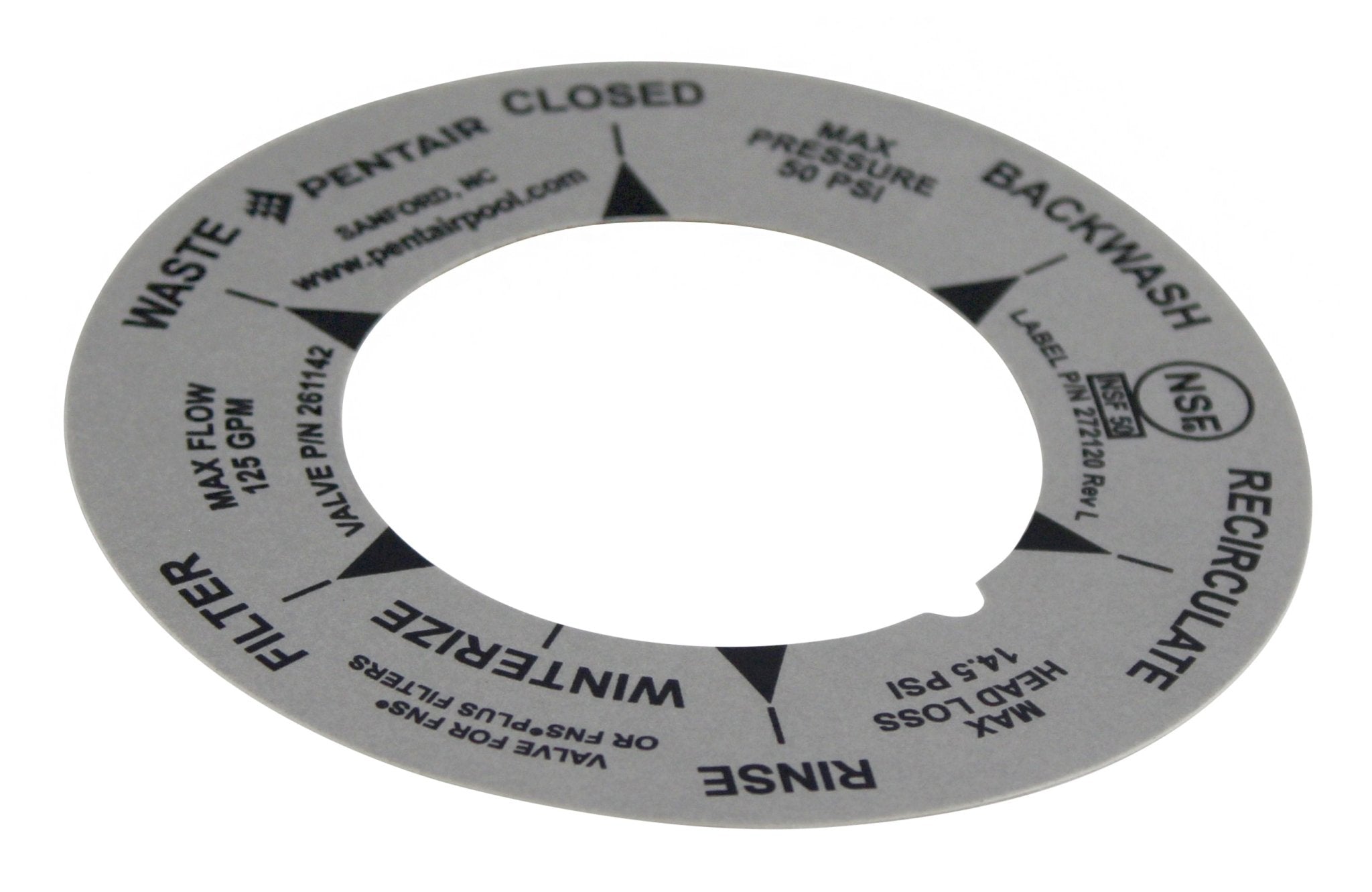 Pentair Label For HiFlow 2 Inch Valve Model 261142 272120 - Multiport Valve Parts - img-1