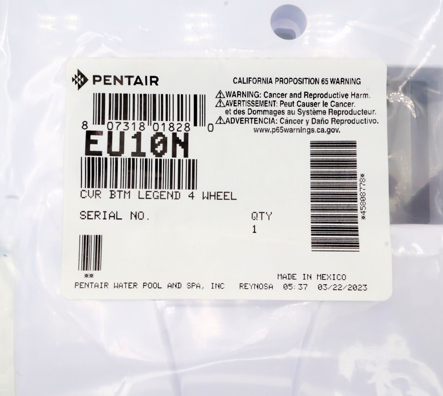 Pentair Legend 4-Wheel Cleaner Bottom Cover EU10N - Cleaner Parts - img-6