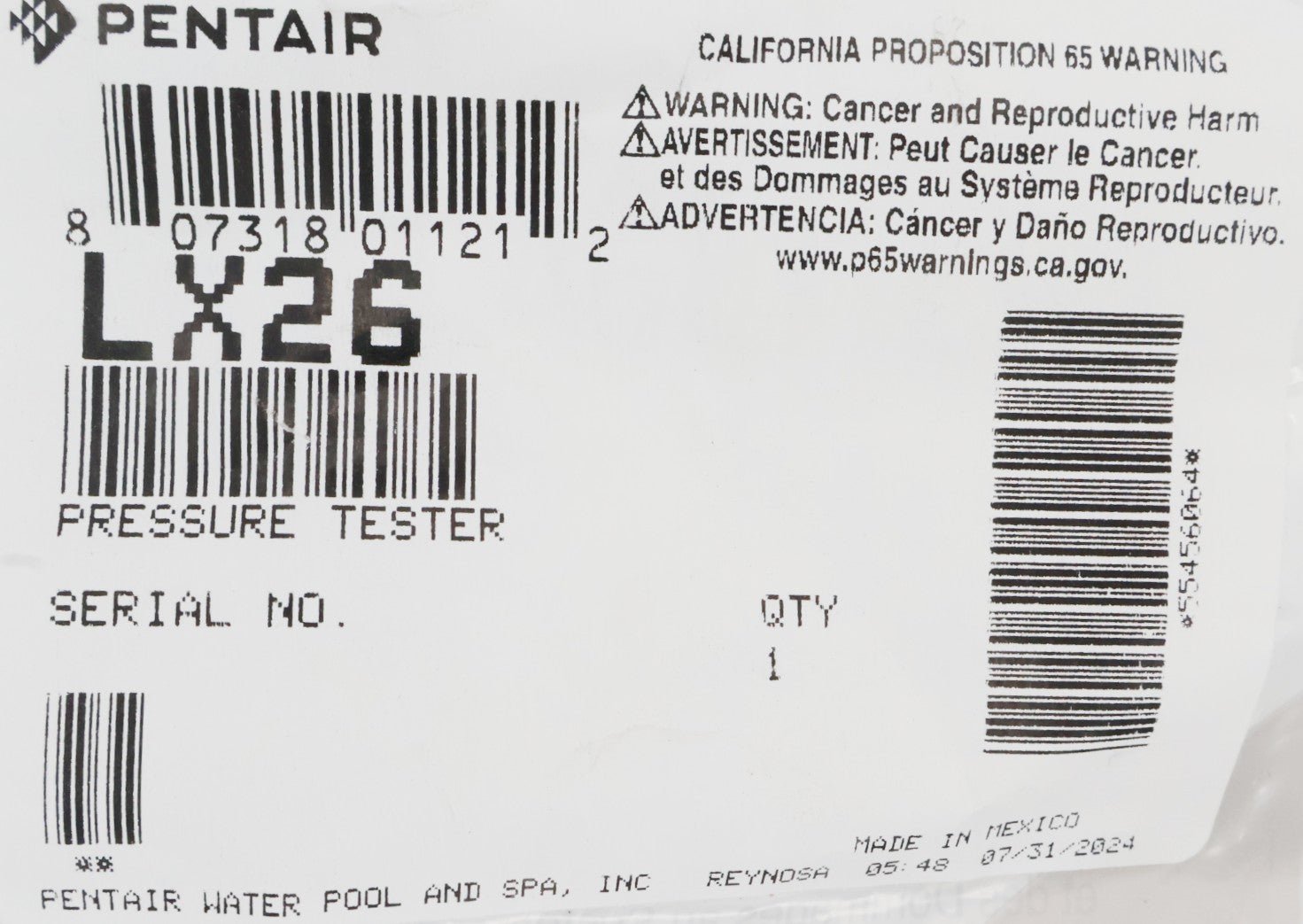 Pentair Legend II Pressure Tester LX26 - Cleaner Parts - img - 5