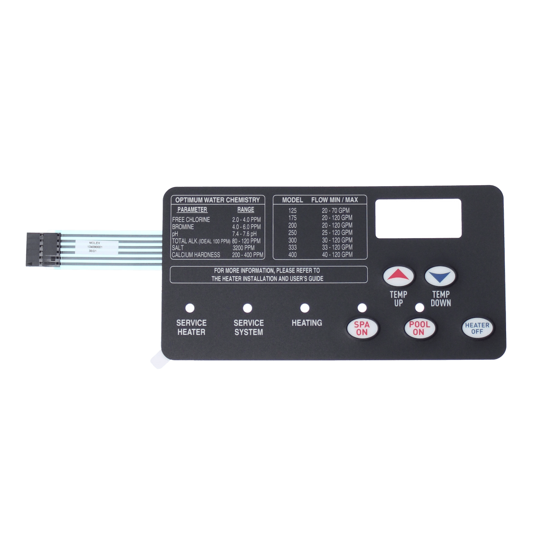 Pentair MasterTemp Heater 5 Button Membrane Keypad | 472610Z - Heater Parts - img - 3