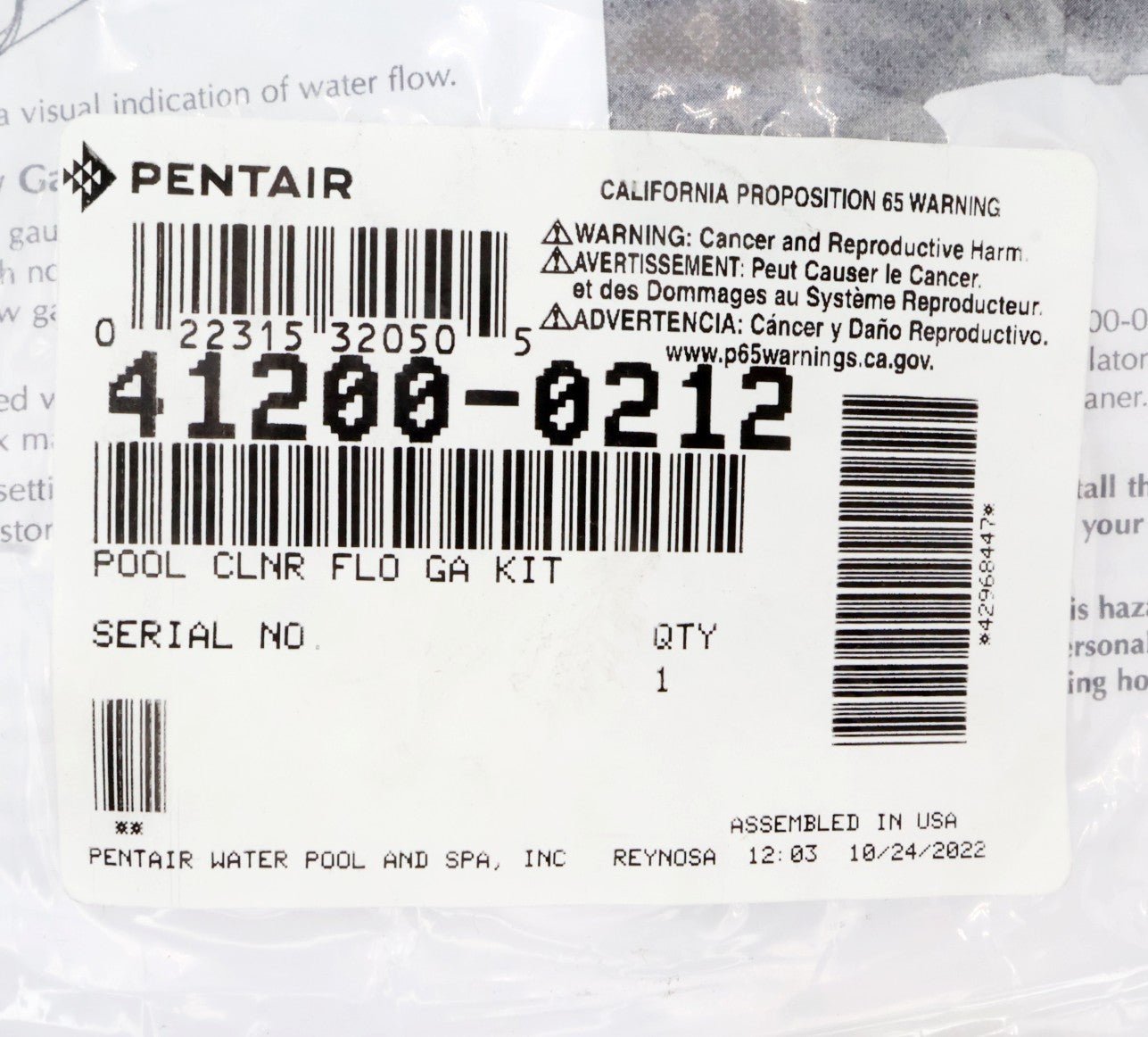 Pentair Pool Cleaner Flow Gauge Kit 41200-0212 - Cleaner Parts - img-5