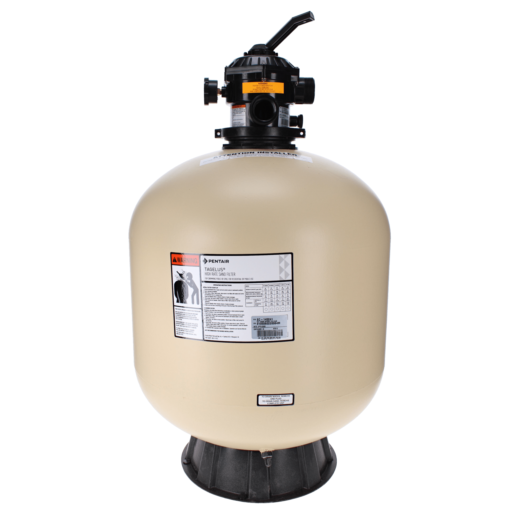 Pentair Tagelus TA60D 3.1 sq ft Filter Top Mount | EC - 145241 - Sand Filter - img - 1
