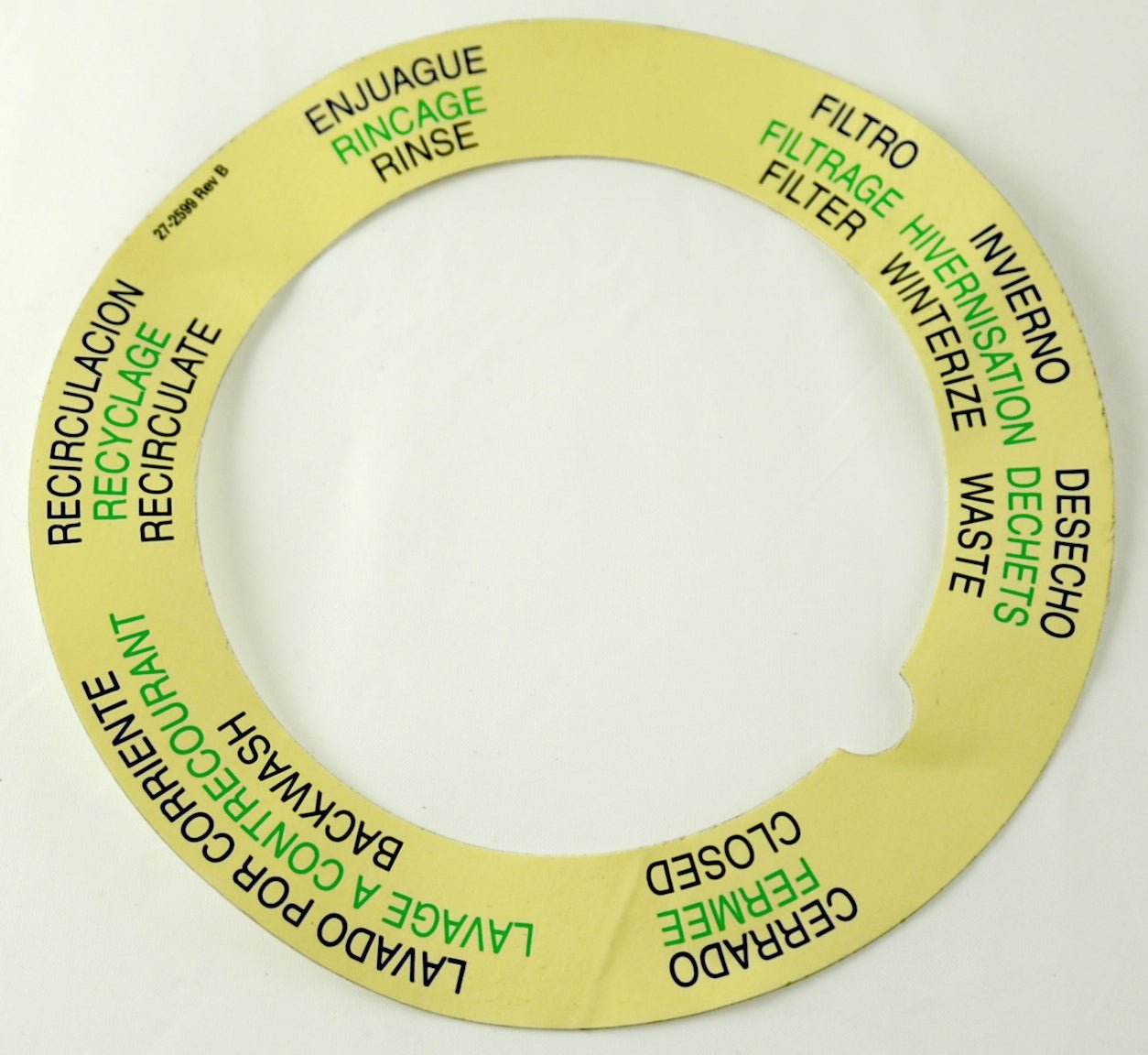 Pentair Top Mount Valve Label for Tagelus Sand Filter 272599Z - Multiport Valve Parts - img-1