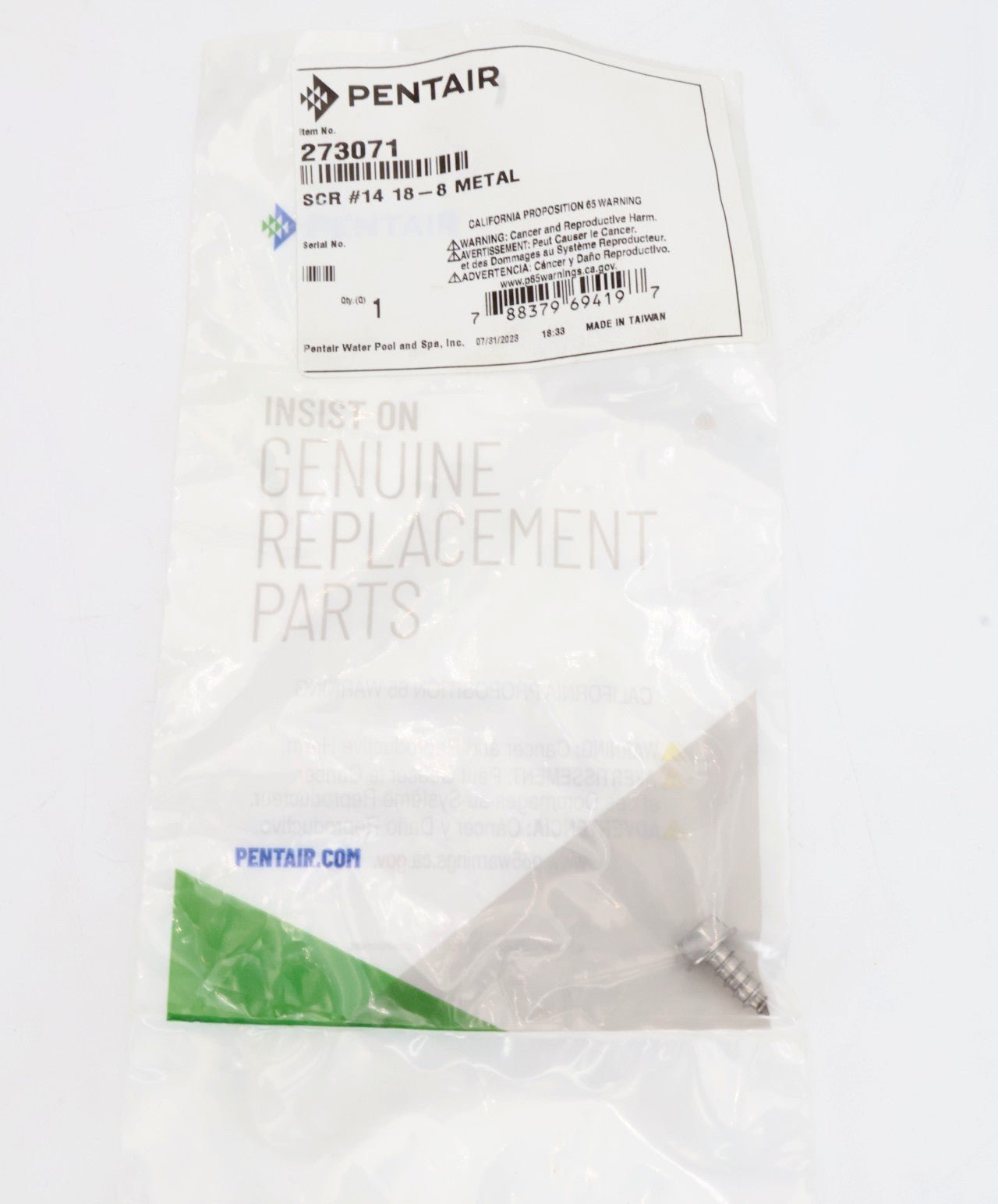 Pentair TR100C #14 18 - 8 Stainless Steel Screw 273071 - Pool Filter Parts - img - 3