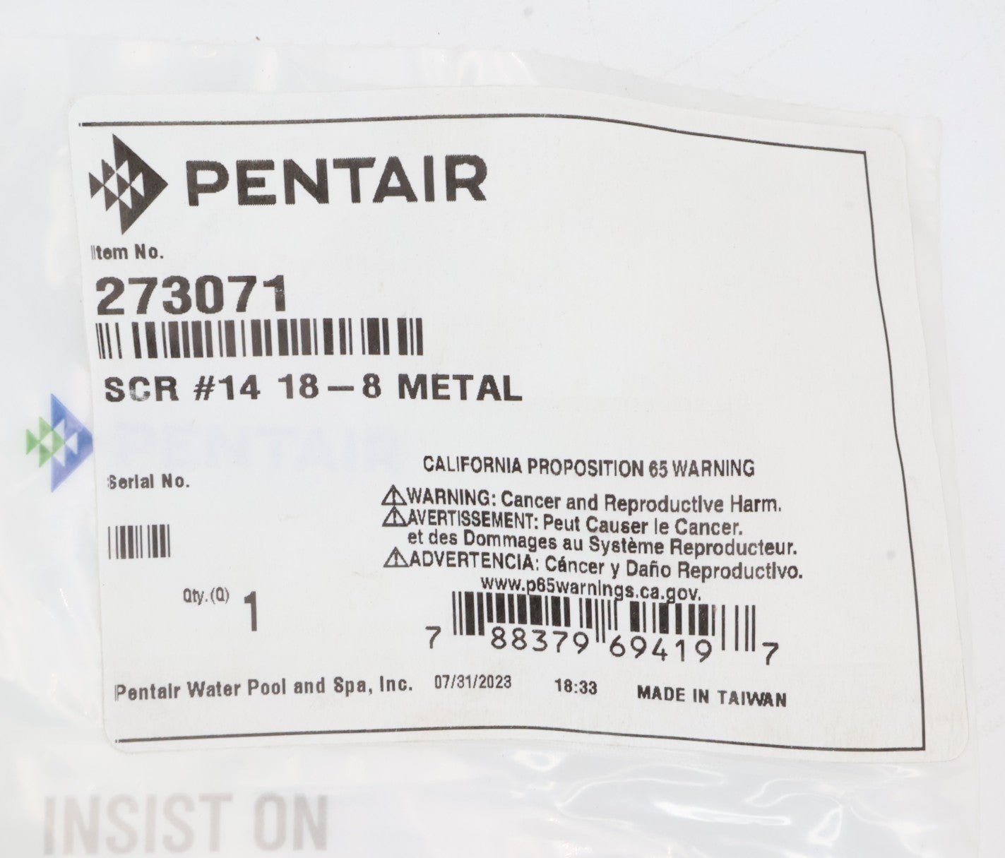 Pentair TR100C #14 18 - 8 Stainless Steel Screw 273071 - Pool Filter Parts - img - 4