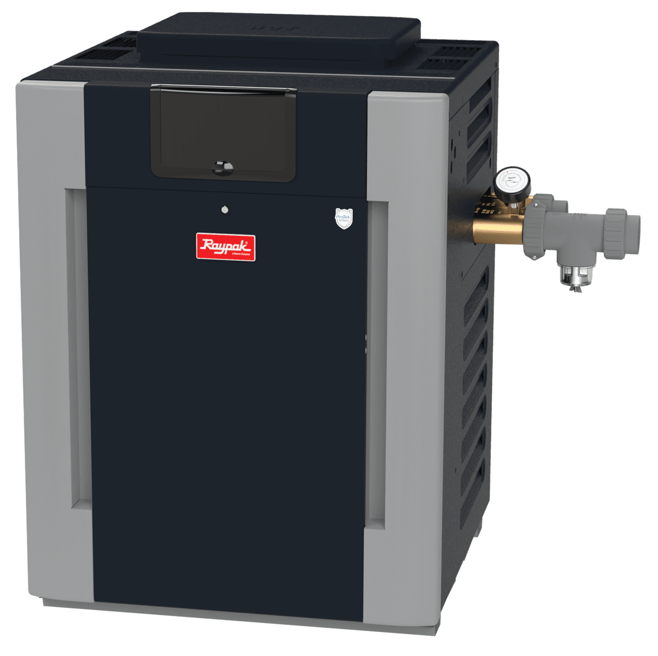 Raypak B-R266A-EN-C #50 Digital ASME Natural Gas Heater, 266K BTU, Copper Exchanger, 229 lbs, 2” Bronze Headers, ProTek Shield Module | 017372 - Pool Heaters - img-1