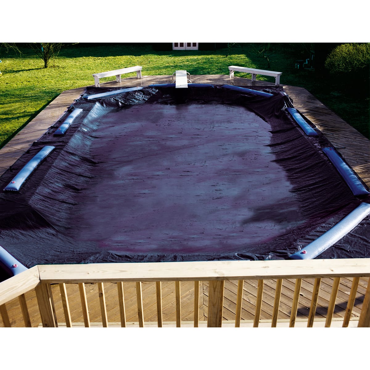 Swimline Deluxe 18' x 36' Rectangle In Ground Winter Pool Cover, 5' Overlap | CO82341R - Pool Cover - img - 1
