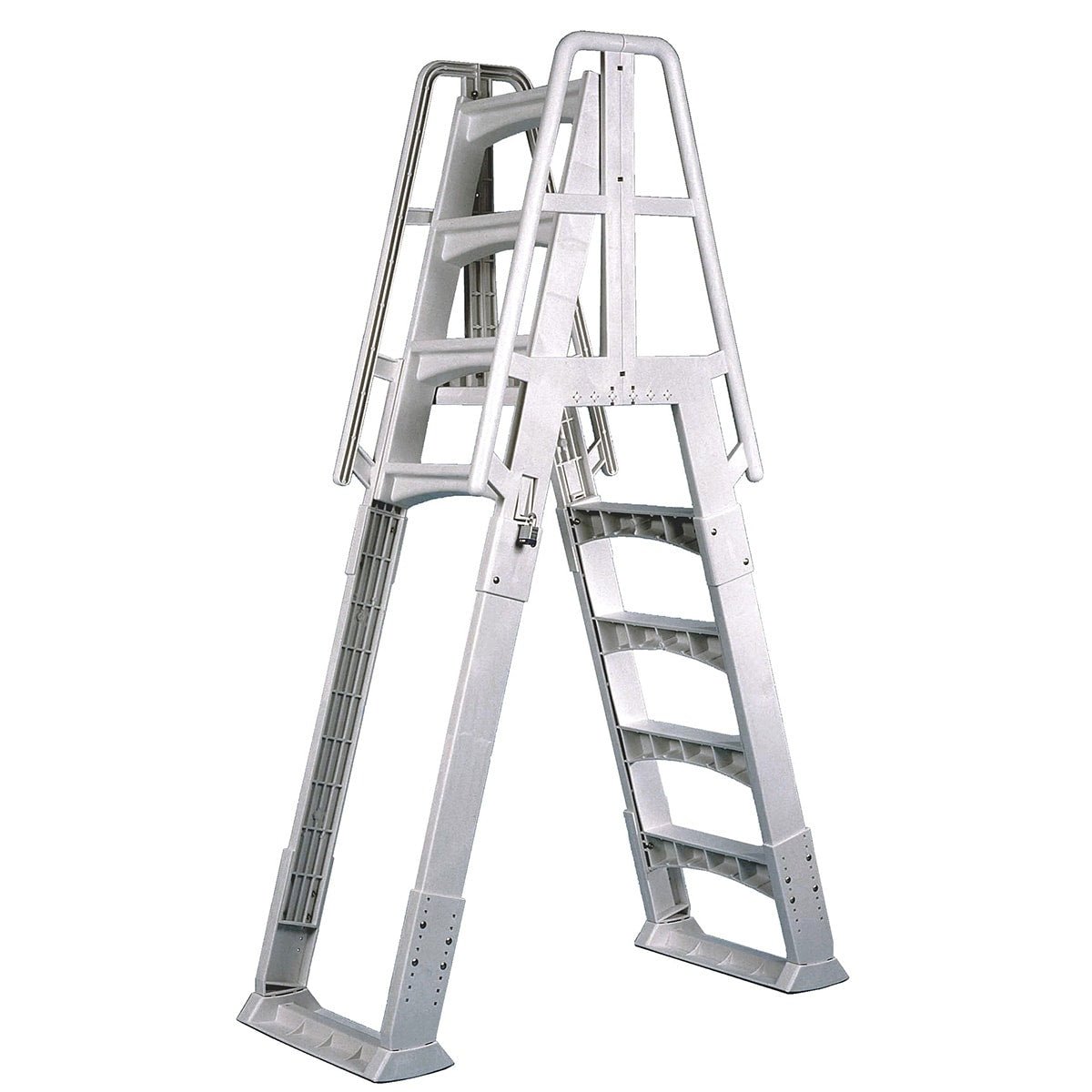 Vinyl Works A - Frame 4 Tread A/G Pool Ladder w/ Slide Lock Barrier, White | SLA - W - VinylWorksCanada - img - 1
