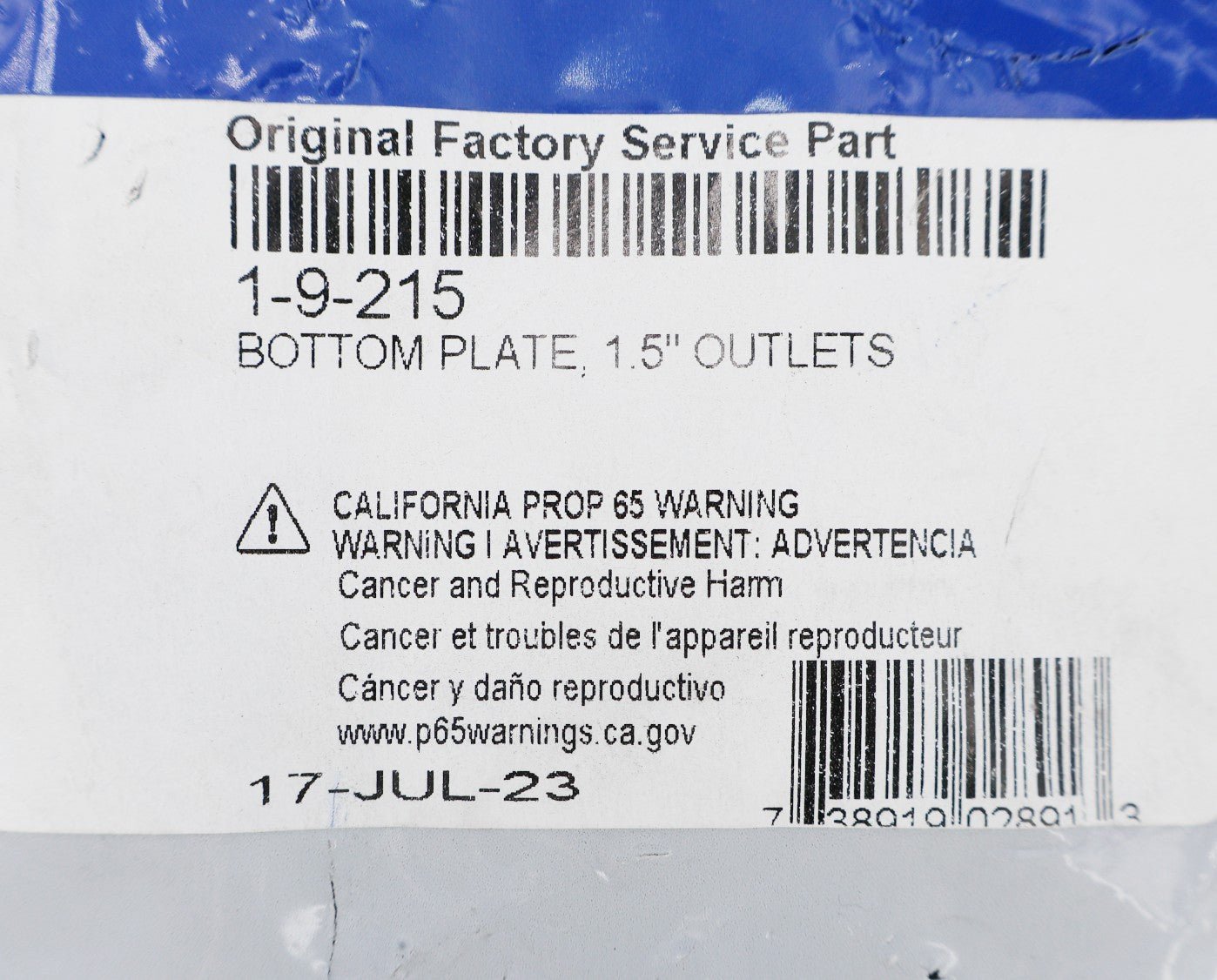 Caretaker (Jandy Zodiac In-Floor) 1.5" 5-Port Valve Bottom Plate 1-9-2