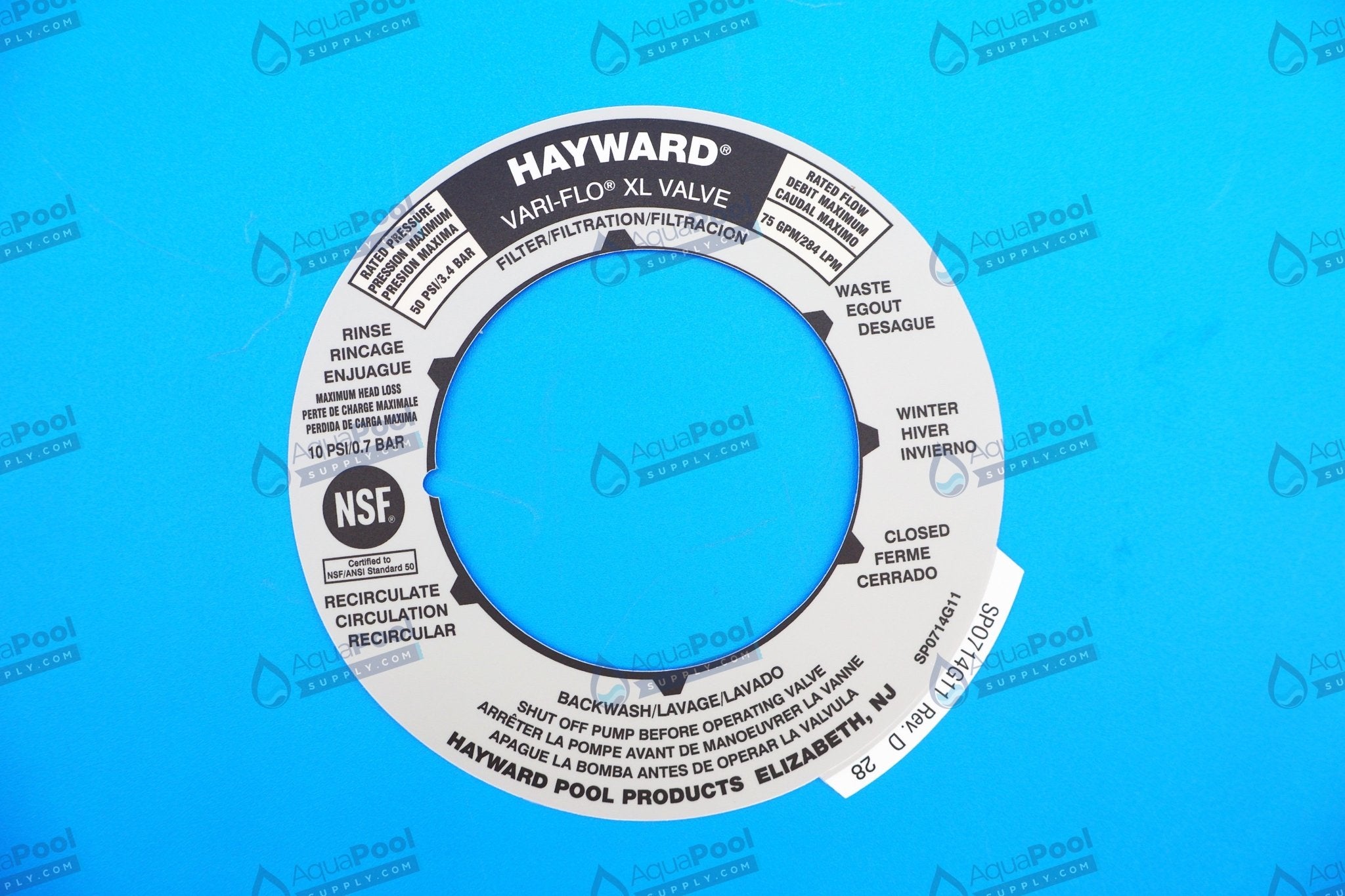 Hayward Vari-Flo Backwash Valve Label SPX0714G - img-1