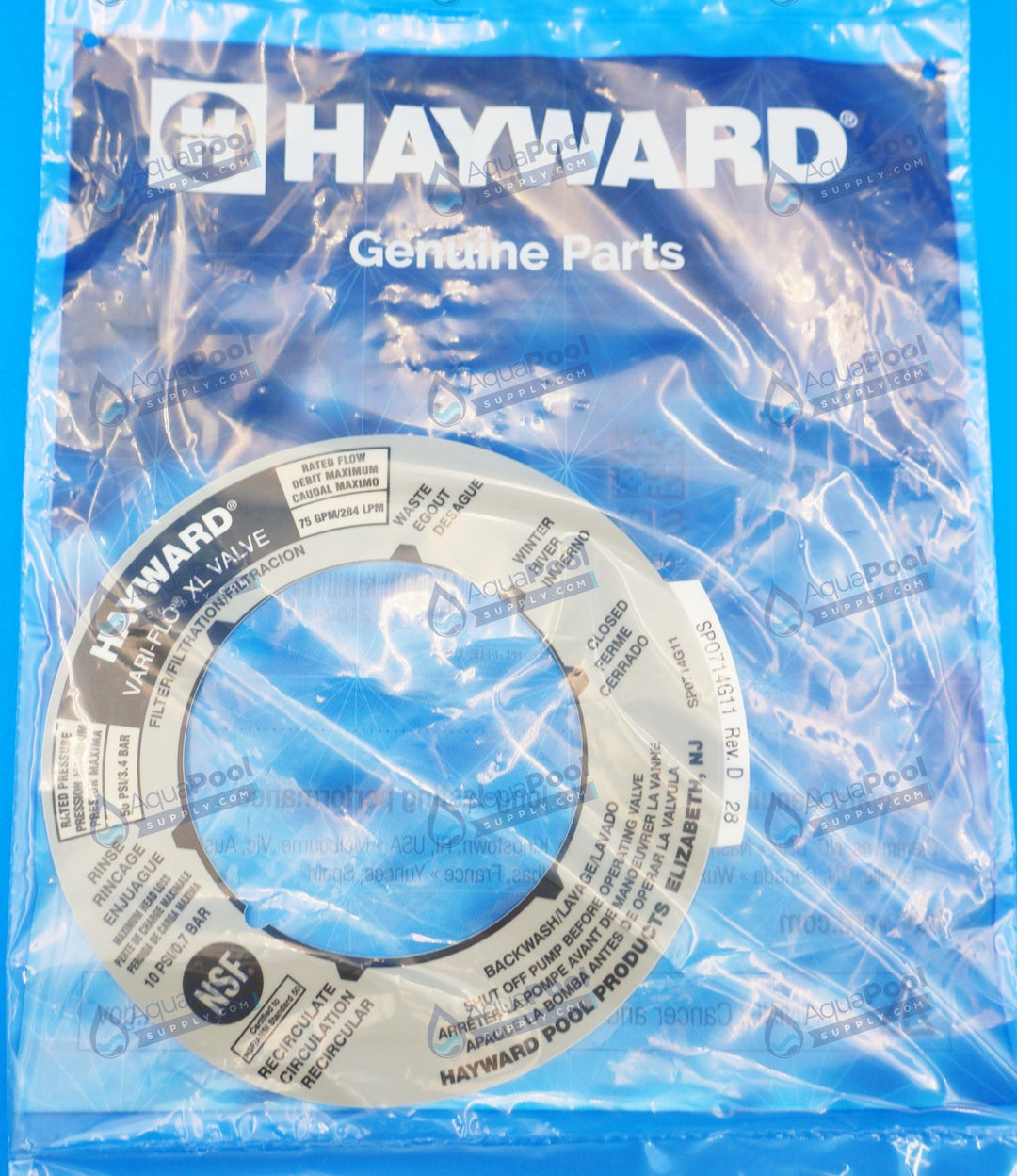 Hayward Vari-Flo Backwash Valve Label SPX0714G