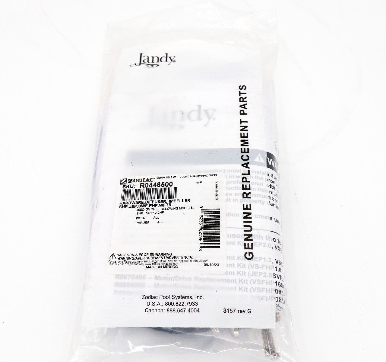 Jandy VS PlusHP Diffuser & Impeller Hardware w/ O-Rings R0446500 - Pool Pump Parts - img-2