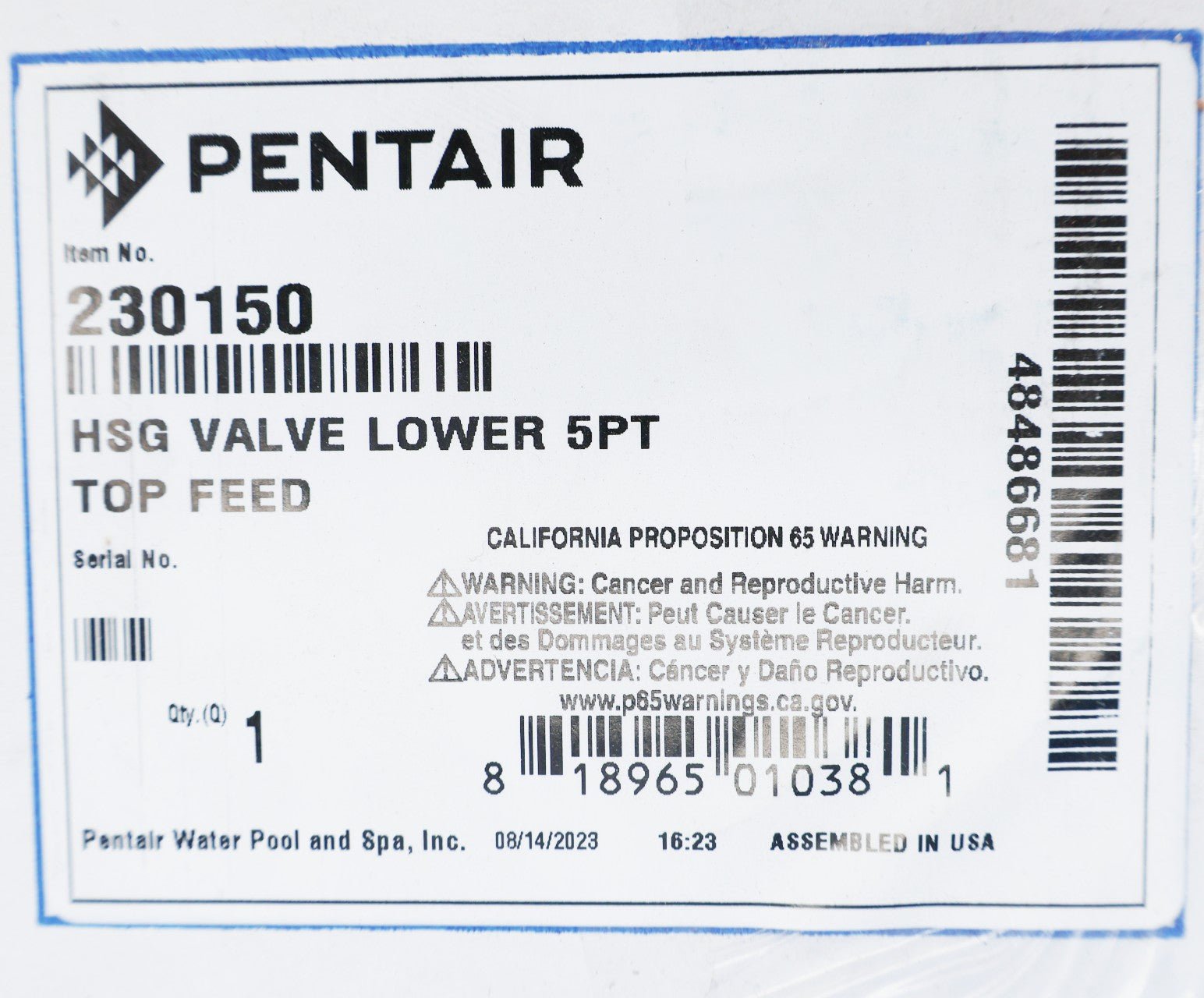 Pentair 1.5" 5-Port Valve Lower Housing 230150 - In Floor Cleaning System Valve Parts - img-8