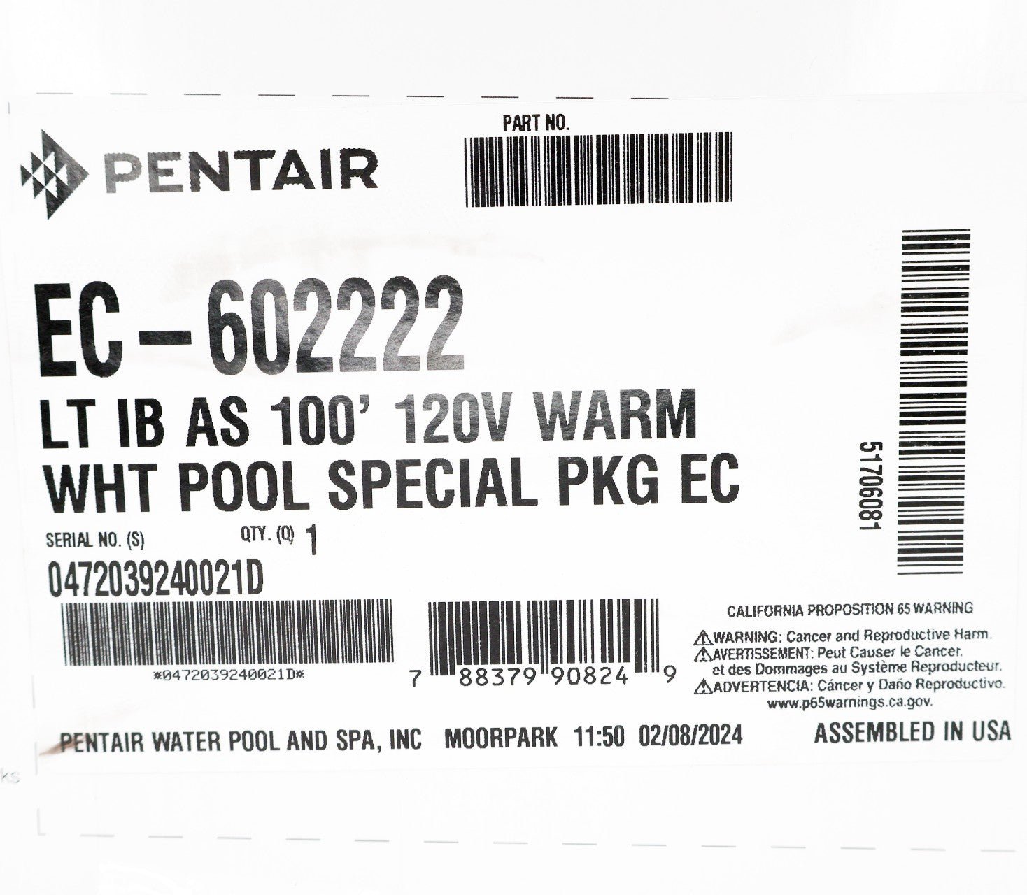 Pentair Intellibrite Architectural Series LED Warm White Pool Light 100' 120V EC-602222 - Pool Lights - img-6