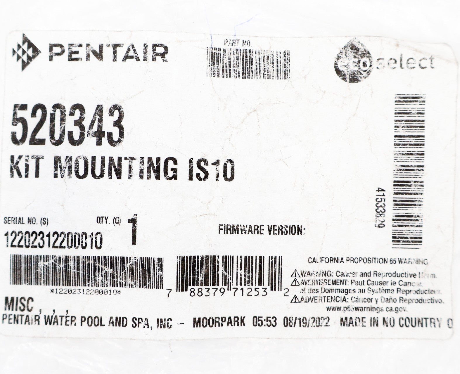 Pentair iS10 Mounting Kit for IntelliTouch Automation 520343 - Pool Automation - img-4